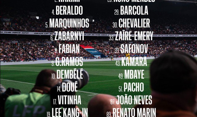 巴黎战昂热大名单：若昂-内维斯回归，KK、多纳鲁马缺席